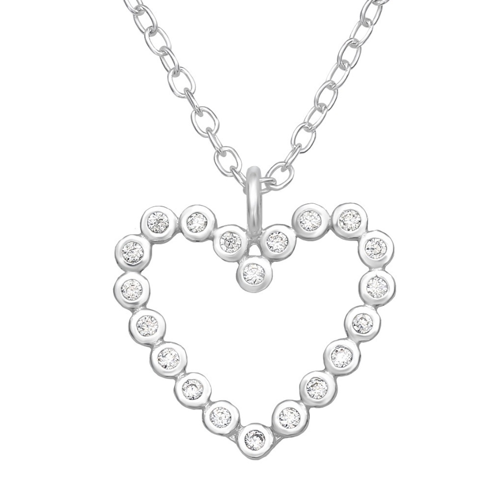 Sterling Silver CZ Open Heart Necklace – Bezel-Set Sparkle Pendant for Everyday